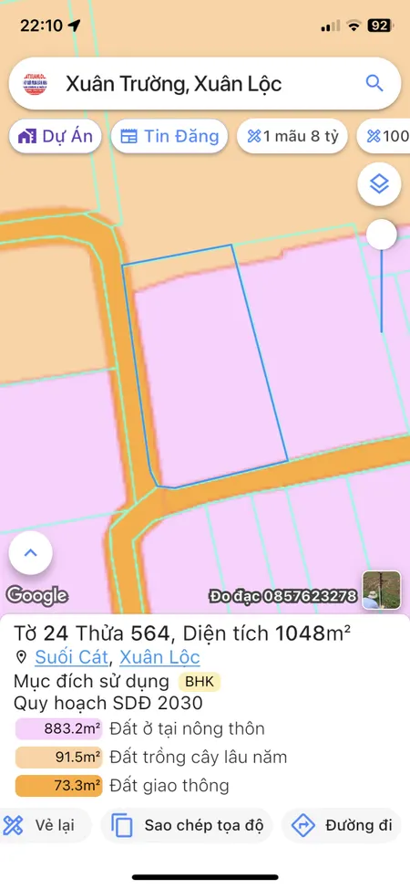 Bán 1048.1m² đất 2 mặt tiền thích hợp cho ac đầu tư tách thửa