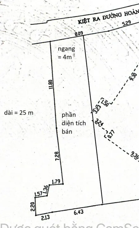 # Bán đất kiệt gần 3m Lê Đình Lý thông Hoàng Diệu, 105m2, ngang 4m, 3.35 tỷ