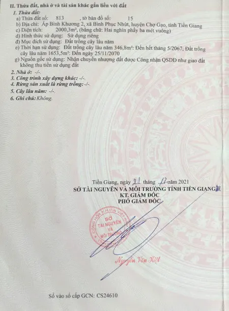 ĐẤT ĐẸP - ĐẦU TƯ SINH LỜI - Chính Chủ Cần Bán Đất Xã Bình Phục Nhứt, Chợ Gạo, Tiền Giang