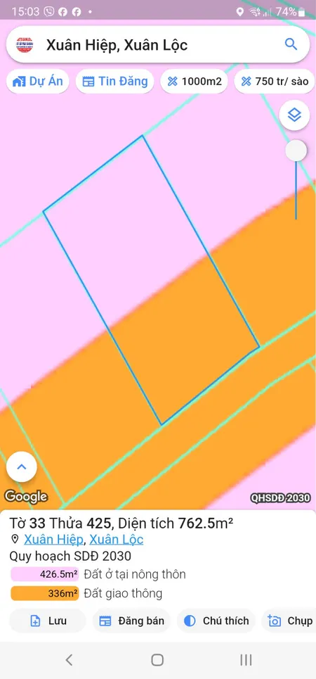 Bán đất 762m² 2.2 tỷ tại Xã Xuân Hiệp Huyện Xuân Lộc
