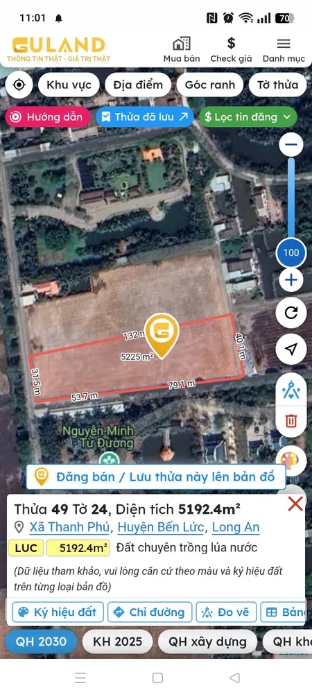 Bán đất 12502.4m² 84 tỷ tại Xã Thanh Phú Huyện Bến Lức