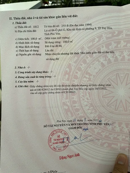 Bán đất 100m² 2,9 tỷ tại Phường 9 Thành phố Tuy Hoà