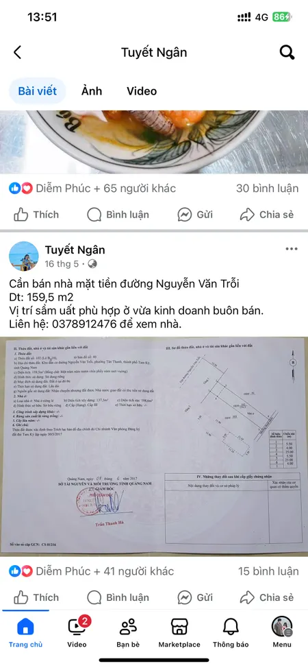 Bán nhà 159,5m² 4.5 tỷ tại Phường Tân Thạnh Thành phố Tam Kỳ