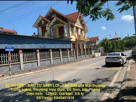 VỊ TRÍ ĐẸP - ĐẦU TƯ SINH LỜI - Cần Bán Đất Mặt Đường Trung nghĩa, Phường Hợp Đức, Đồ Sơn, Hải Phòng