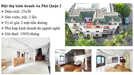 BDS HVL TOP 5 Căn biệt thự phù hợp ở, làm công ty, kinh doanh Giá thuê từ 80Tr-150Tr Khu An Phú-An Khánh Quận 2