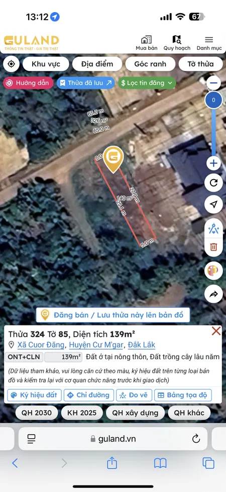 Bán đất 139m² giá 495 triệu tại Xã Cuor Đăng Huyện Cư M'gar