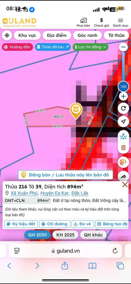 Bán đất 894m² giá 450 triệu tại Xã Xuân Phú Huyện Ea Kar