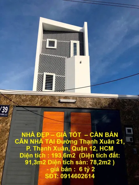 NHÀ ĐẸP – GIÁ TỐT  – CẦN BÁN  CĂN NHÀ TẠI Đường Thạnh Xuân 21, P. Thạnh Xuân, Quận 12, HCM