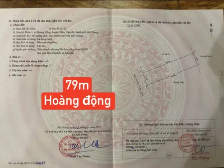 Bán đất 79m² ngang 4,3m . đường thôn 5m. giá 1.58 tỷ tại Hoàng Động Thuỷ Nguyên. liên hệ 0362558882