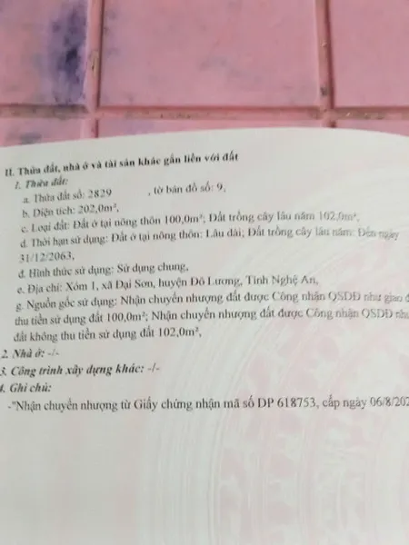 ĐẤT ĐẸP - GIÁ ĐẦU TƯ RẺ - CHÍNH CHỦ CẦN BÁN 2 Lô Đất Vị Trí Đẹp TẠI Đại Sơn, Đô lương, Nghệ An