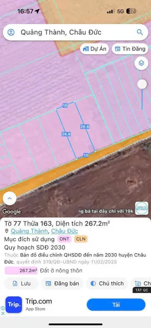 Bán đất châu đức giá rẻ
