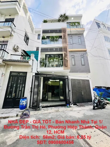 NHÀ ĐẸP - GIÁ TỐT - Bán Nhanh Nhà Tại 1/ Đường Trần Thị Hè, Phường Hiệp Thành, Quận 12, HCM
