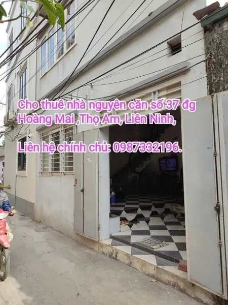 GIÁ TỐT - MÌNH CHÍNH CHỦ CHO THUÊ NHÀ NGUYÊN CĂN SỐ 37 ĐƯỜNG HOÀNG MAI, THÔN THỌ AM, XÃ LIÊN NINH, HUYỆN THANH TRÌ, HÀ NỘI