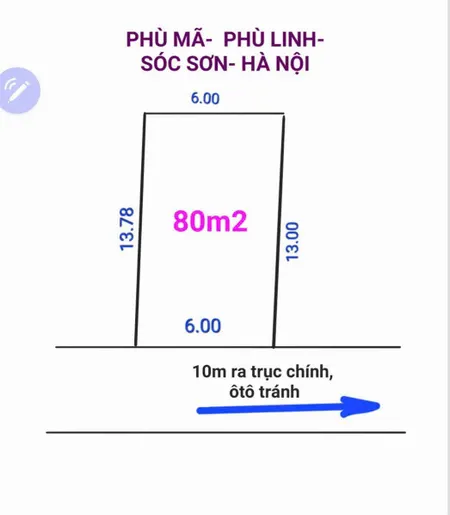 Bán đất 80m² ngang 6m giá 2.25 tỷ tại Xã Phù Linh Huyện Sóc Sơn