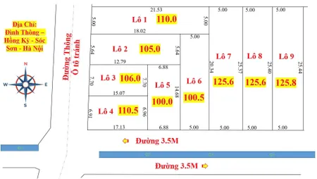 Bán đất 100m² ngang 5m giá 1.8 tỷ tại Xã Hồng Kỳ Huyện Sóc Sơn