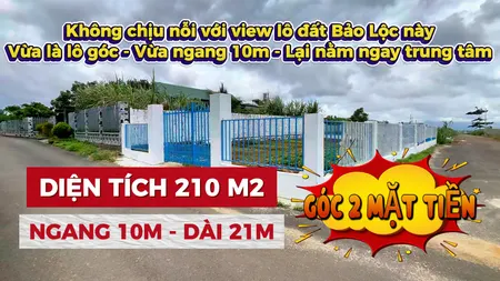 Lô góc 2 mặt tiền đường nhựa ở Bảo Lộc. Bề ngang 10m. Đất có thổ cư. Khu dân cư văn minh