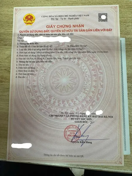 Bán đất 92,5m² ngang 4m tại Xã Hồng Kỳ Huyện Sóc Sơn