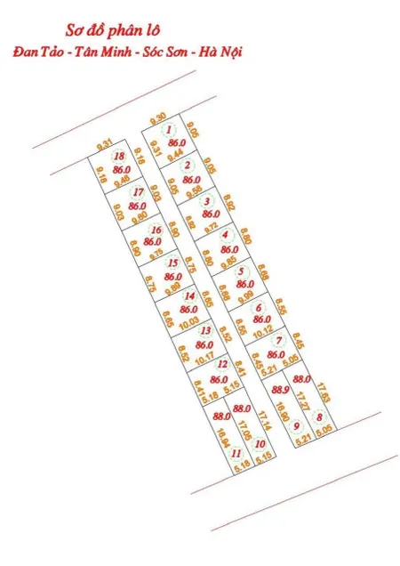 Bán đất 88m² ngang 5,1m tại Xã Tân Minh Huyện Sóc Sơn