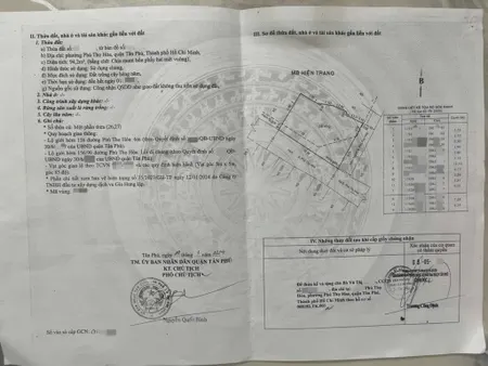 Bán đất 94.2m² ngang 8m giá 6.6 tỷ tại Phường Phú Thọ Hòa Quận Tân Phú