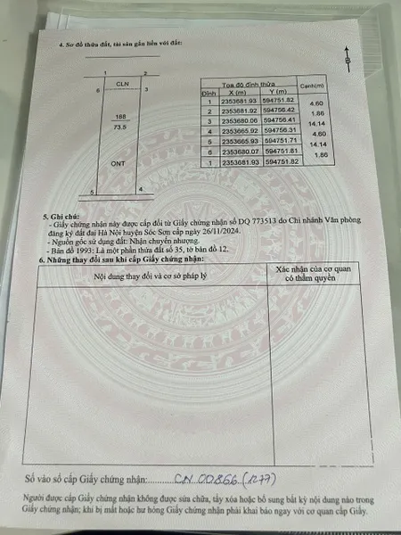 Bán đất 73.5m² ngang 4.6m giá 1.7 tỷ tại Xã Bắc Phú Huyện Sóc Sơn