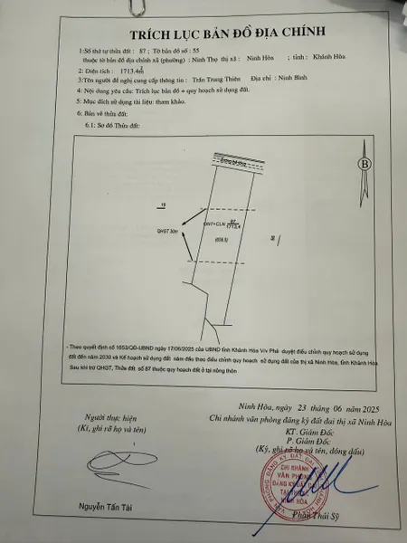 0984648677 - Bán đất 1713m² ngang 21m tại Xã Ninh Thọ Thị xã Ninh Hòa