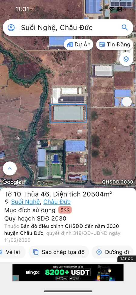 Bán đất SKC BÀ RỊA VŨNG TÀU:20504.3m² ngang 101m giá 95 tỷ tại Xã Suối Nghệ Huyện Châu Đức