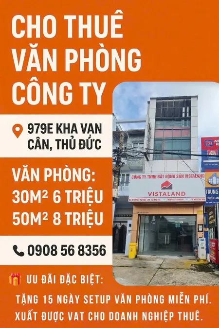 CHO THUÊ VĂN PHÒNG LÀM VIỆC Tại 979E Kha Vạn Cân, Phường Linh Tây, TP. Thủ Đức, HCM