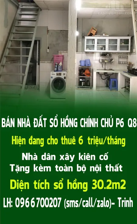 BÁN NHÀ ĐẤT SỔ HỒNG CHÍNH CHỦ P6 Q8