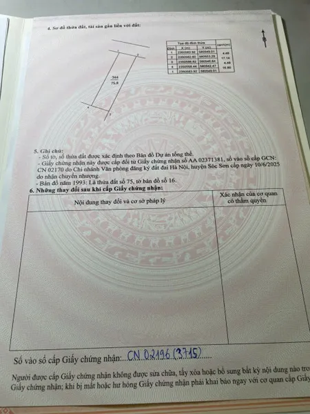 Bán đất 75.8m² ngang 4.48m giá 2.5 tỷ tại Xã Hiền Ninh Huyện Sóc Sơn