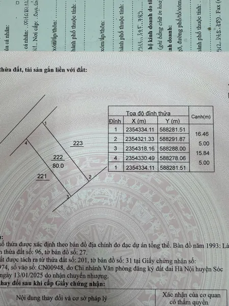 Bán đất 80m² ngang 5m giá 1.8 tỷ tại Xã Phù Linh Huyện Sóc Sơn