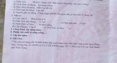 Bán đất tặng nhà cấp 4 có gác lửng ngay chợ bình tân. dt 48.6m2., giá bán nhanh 1 tỷ 400 triệu