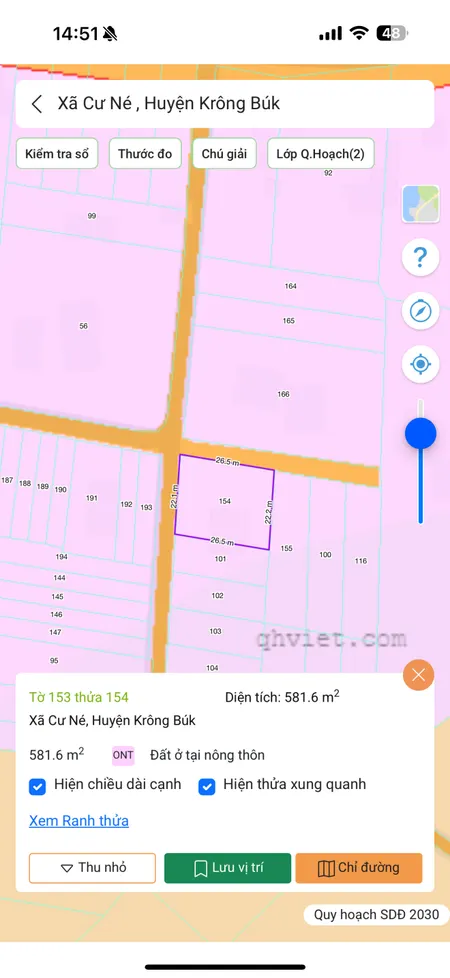 Bán đất 581m² giá 550 triệu tại Xã Cư Né Huyện Krông Búk