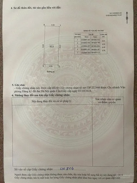 Bán đất cầu giấy, hà nội. 30 m2, sổ a4, ô tô đỗ cửa, 15 m ô tô tránh. giá 7 tỷ