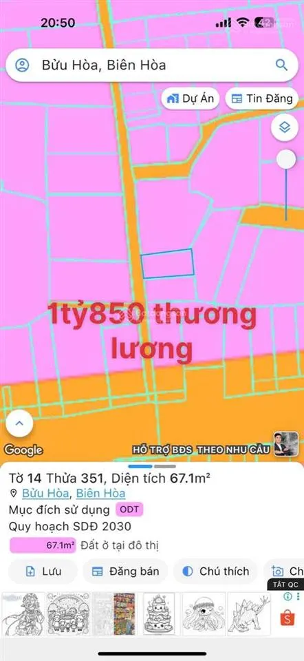 Bán đất (dt 67m2) sổ riêng thổ cư 100%. ngay đường nguyễn tri phương chỉ 30m. giá chỉ 1,850 tỷ