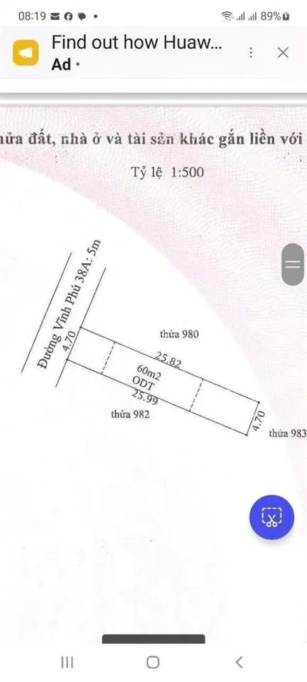 Cần bán căn nhà mt đường vĩnh phú 38a. nhà 1 trệt 1 lầu 3pn 2wưc sân xe hơi dt 122m2 0917 813 ***