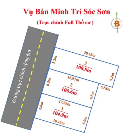 Bán đất 105m² ngang 6m giá 2.5 tỷ tại Xã Minh Trí Huyện Sóc Sơn