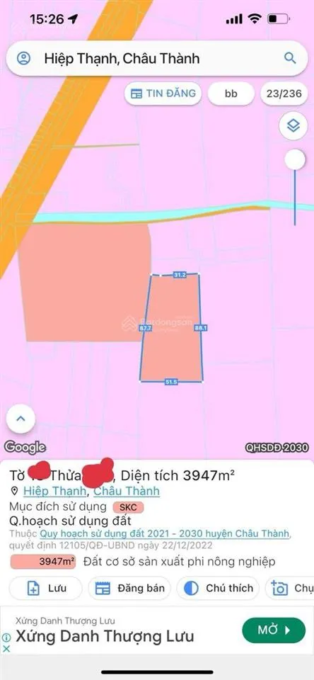 Bán xưởng lớn 13700m2 đất skc, mặt tiền đường nguyễn thông, châu thành. giá 38 tỷ (tlcc)