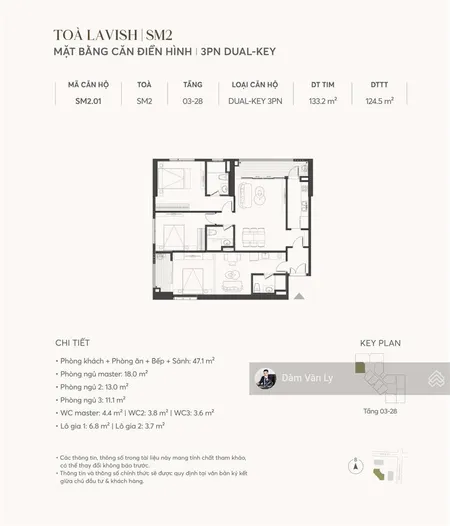 Bán căn dualkey 3pn 3wc nhất dự án, hiếm có khó tìm, tối ưu công năng sử dụng
