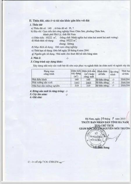 Cần bán nhà xưởng với giá 50 tỷ tại kcn nam châu sơn, phủ lý, hà nam, diện tích 10222 m2