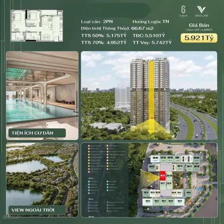 Chỉ cần hơn 1 tỷ kí xong hợp đồng mua bán căn 2pn 68m2. còn lại giải ngân không lãi trong 2 năm