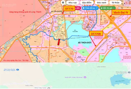 Bán 12000m2 đất (cln) có 300m2 ont hồ cầu mới cách sân bay long thành 8km, 1.6tr/m2