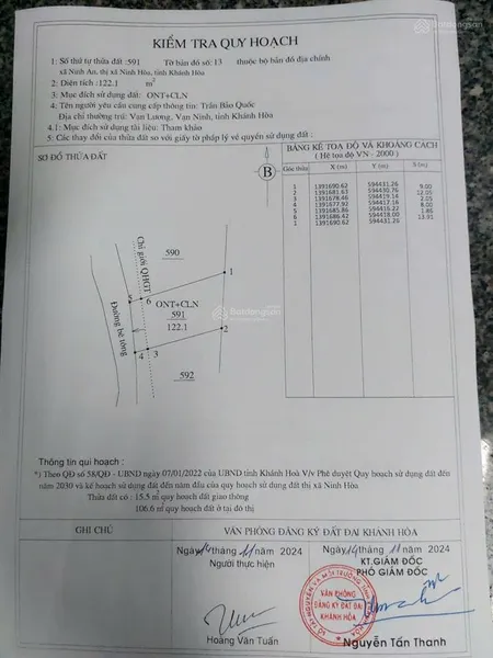 Bán đất ninh an 122m² (8m ngang), thổ cư, gần kcn ninh sơn, đường ô tô vào tận nơi 299 triệu