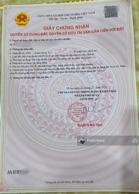 Bán đất đẹp trục hai bà trưng trung tâm phường dĩ an giá tốt chỉ 4,1 tỷ