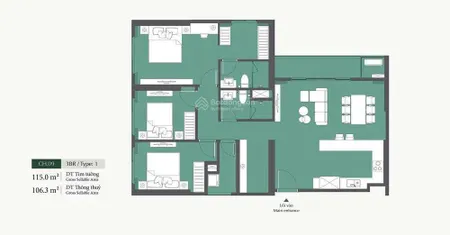 Bán nhanh căn hộ lumiere evergreen 3 pn 105.8m2 tầng trung view giá 80 triệu/m² 0945 468 ***