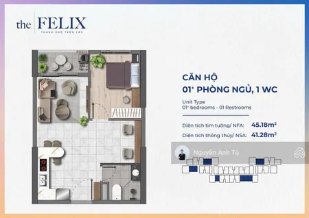 Bán căn hộ 1pn 45m2 dự án the felix trung tâm tp thuận an full nội thất từ 1,55 tỷ/căn nhận nhà