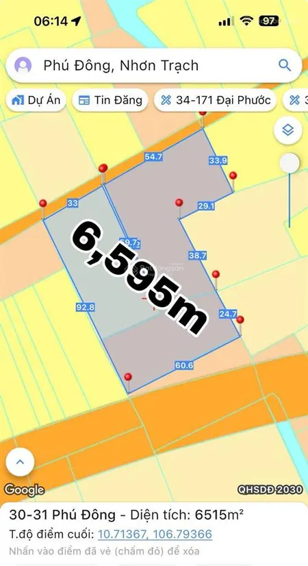 Cần bán 6,595m đất nông nghiệp xã phú đông nhơn trạch đn / shr sát đường cầu phú mỷ2
