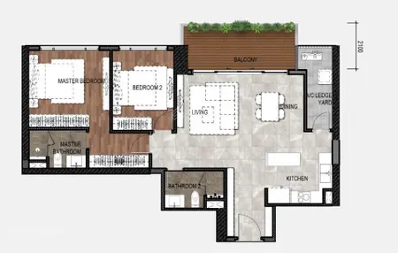 The infiniti căn 2pn 103m2 hoàn thiện ban công rộng 2m1 giá 8,2 tỷ all in