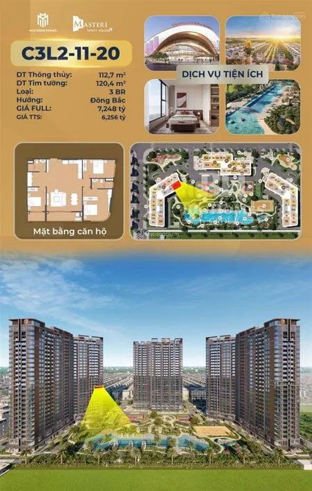 Bán căn 3pn kính cong siêu đẹp, c3l21120 giá chỉ 55tr/m2