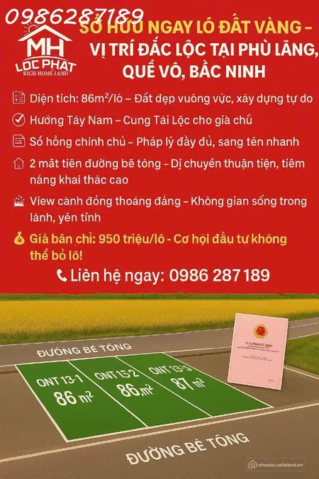 CẦN BÁN LÔ ĐẤT 2 MẶT TIỀN ĐẸP THÔN AN TRẠCH, PHÙ LÃNG, QUẾ VÕ, BẮC NINH (Tin Hết Hạn)
