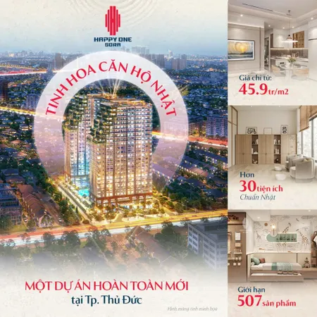 HAPPY ONE SORA sở hửu ngay vị trí vàng an tâm đầu tư chỉ với 45.9tr/m2. (Tin Hết Hạn)